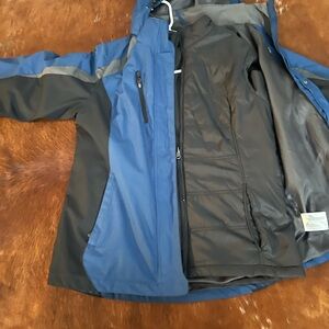 Nested Blue and Black Jacket; two jackets in one